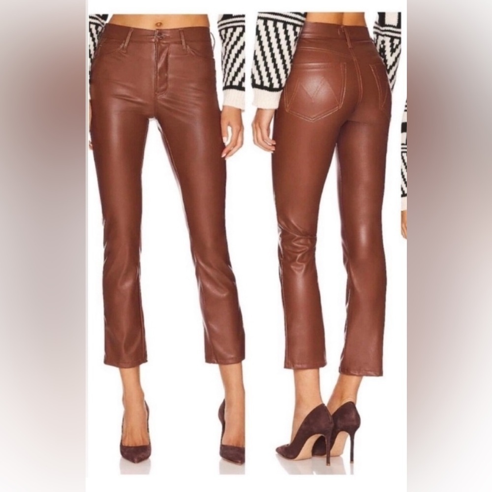 MOTHER The Mid Rise Dazzler Ankle Pants Wax on Wax Off Friar Brown 28